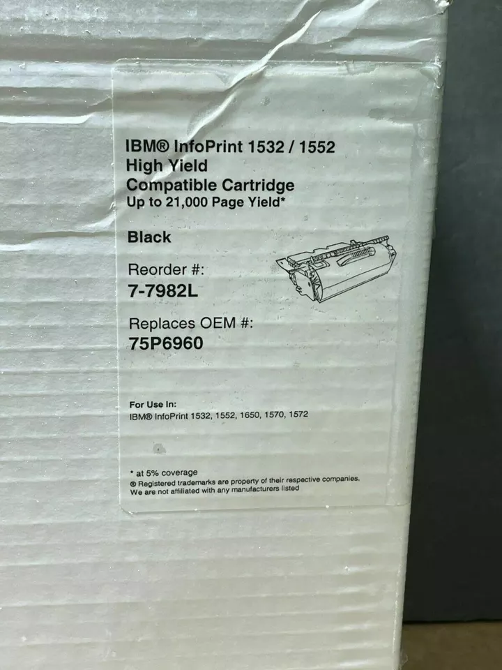 Replace OEM Ibm 75p6960 Ink Toner For Use In Infoprint 1532/1552/1572/1650/1570 - Image 2 of 4