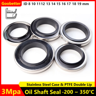 High Temp Oil Seals PFEE Rotary Shaft Seal Double Lip ID 8-19 mm for Compressor