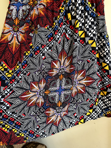 African Style Geometric Bold Colourful Print Shift Beach Summer Dress Size S - Picture 4 of 6