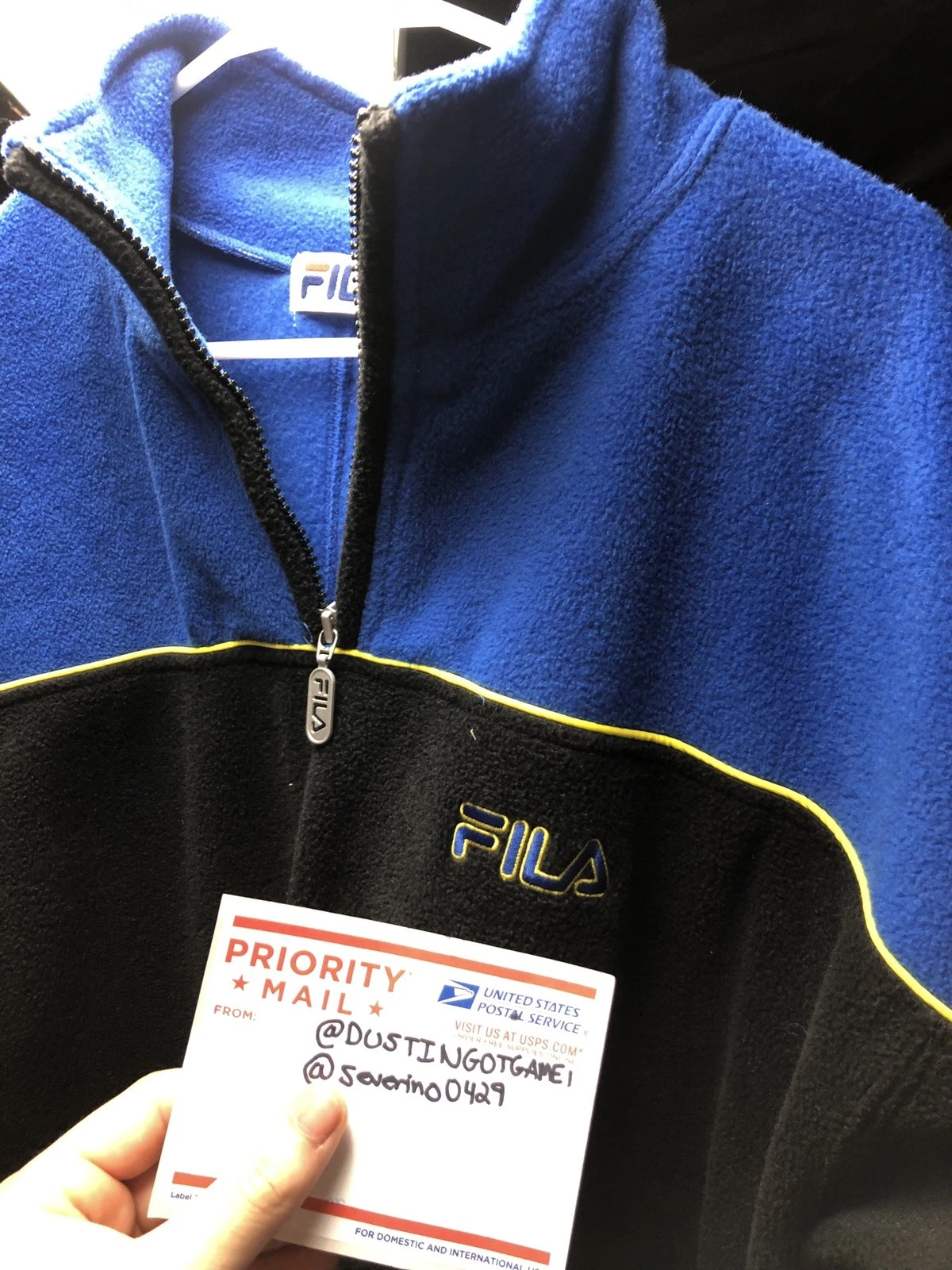 VESTE VINTAGE FILAS BLEU/NOIR/JAUNE polaire taille L   SUPER RARE   (Suprême)