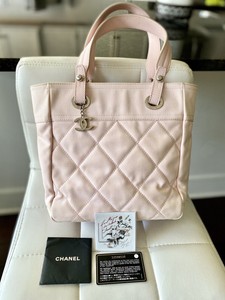 chanel canvas tote pink