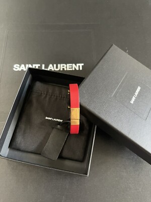 Saint Laurent YSL New Charm Leather Gold-Tone Bracelet | eBay