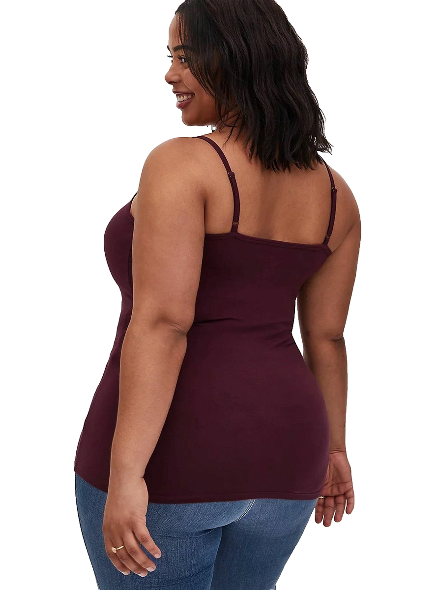 TORRID ( 00X ) M/10 Burgundy Purple Strappy Foxy Scoop Neck Cami