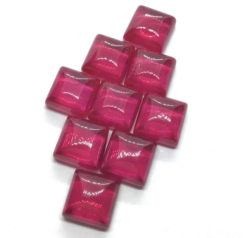 AAA Quality Synthetic Red Ruby 5mm,6mm Square Lab Created Faceted Gemstone - Image 4 of 4