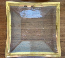 Annieglass Antique Gold 12" Square Tray Signed Vintage 1991 Plate Platter Bowl