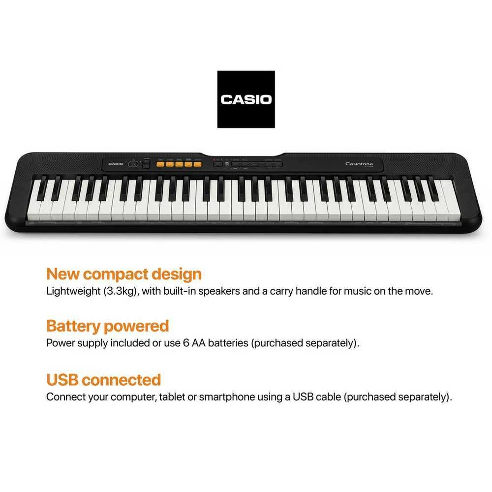 Casio Beginners Slimline Full Size Portable Keyboard Black
