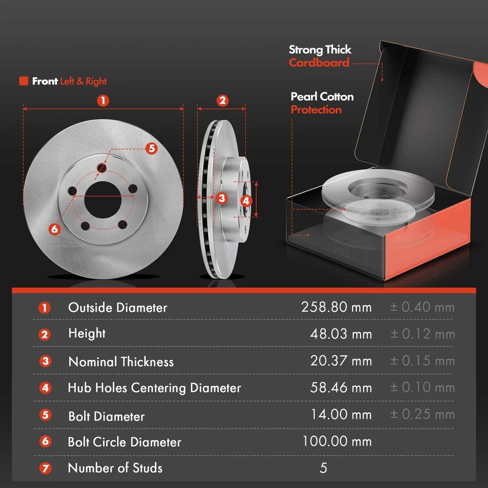Rotores de freno de disco delanteros y pastillas de freno de cerámica para Chevrolet Corsica Buick Skylark Foto 2 de 4