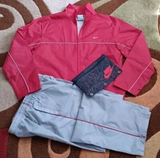 Vtg Ladies Nike Lined Red / Gray Running Suit / Windbreaker   Bonus Items  