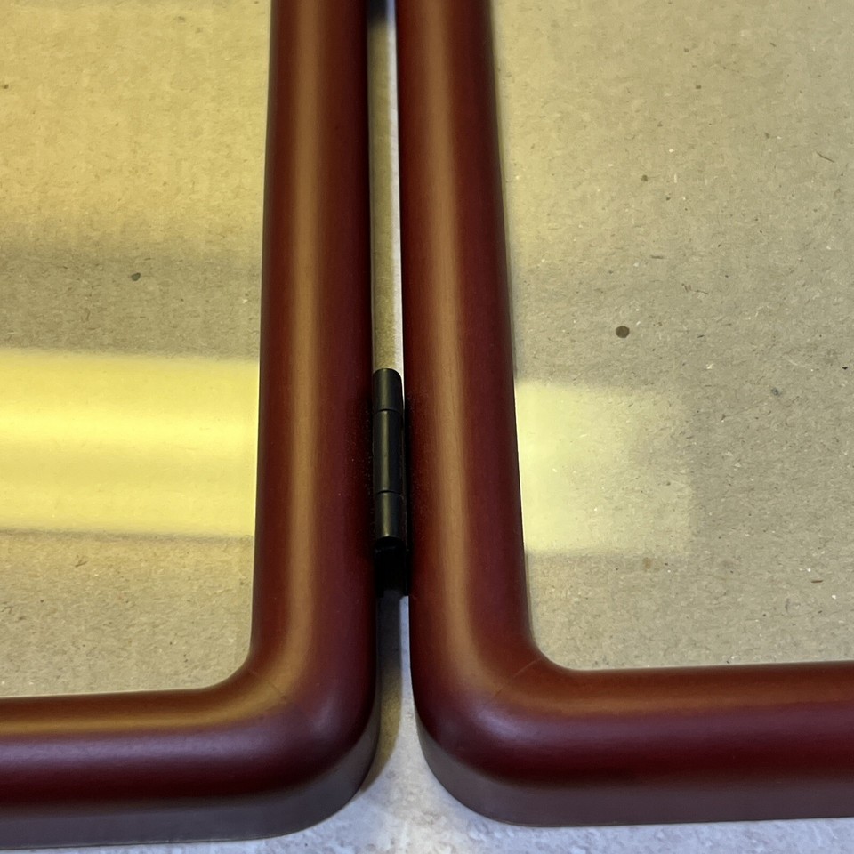 Fetco Teak Wood Double Photo Frame 5x7 Mid Century Modern Style Cherry