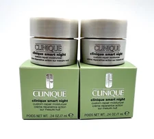 Boxed! 2 of Clinique Smart Night Custom Repair Moisturizer  0.24 oz*2=0.48oz