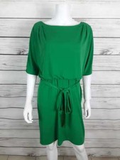 New York & CO Womens Shift Dress Size S Green Stretch Cutout Sleeves Belted 
