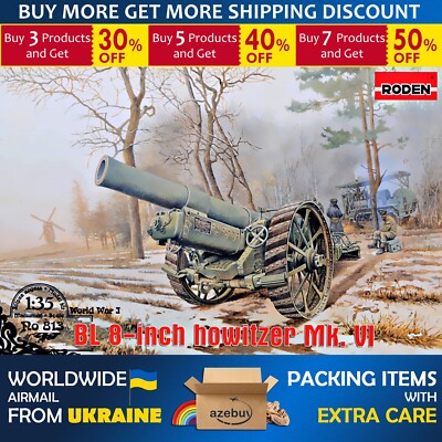BL 8-inch Mk.VI Artillery Gun 197 mm 1/35 Scale Plastic Model Kit RODEN 813