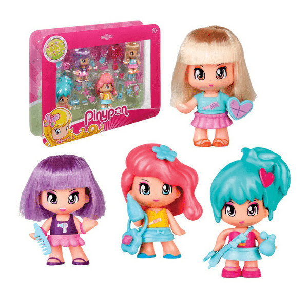 Pinypon Peinados con pelo largo real set figuras y accesorios juguete niñas