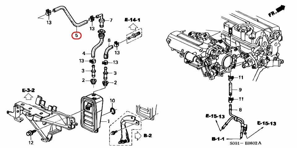 Tubo de manguera de válvula PCV Honda OEM 11856-P30-000 para Acura Integra genuino Foto 2 de 4