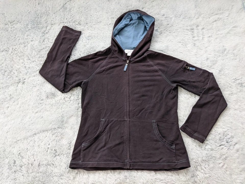 Ann Taylor Loft Size SMALL Black Soft Track Jacket Full Zip Hooded Pockets EUC - Image 2 of 4