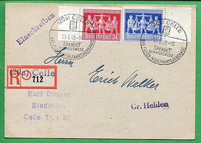 コレクション Postal card GERMANY REGISTERED POSTCARD - Multiple Stamps & Cancels Very