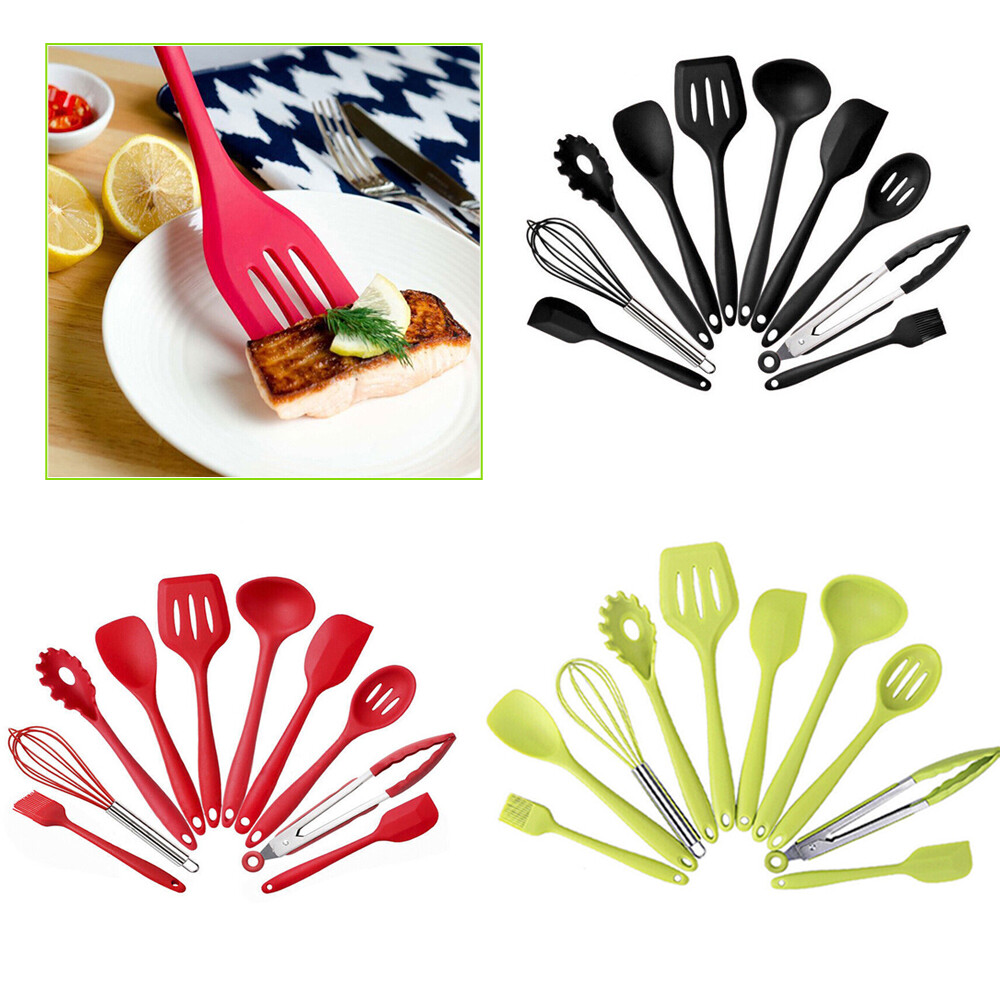 10pcs Kitchen Silicone Cooking Utensil Kit Serving Tool Heat Non-Stick Resistant