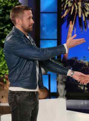 Ryan Gosling Soft Winsor Blue Genuine Leather Soft Lambskin Jacket Slim Fit