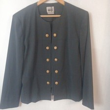 Vintage Leslie Fay Black Blazer Jacket Beautiful Decorative Filigree Gold Button