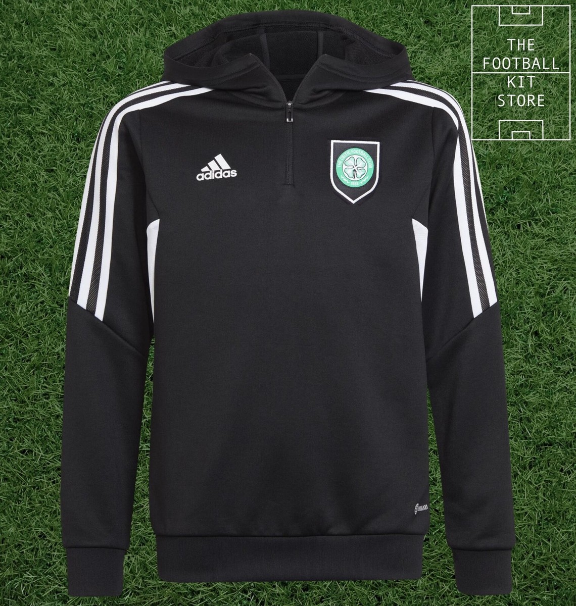 Celtic 1/4 Zip Training Top Kids adidas Hoodie Hoody Black
