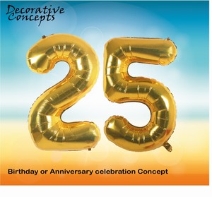 Geant 25th Fete D Anniversaire 40 Feuille Ballon Helium Air Decoration 25 Ans Or Ebay