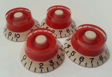 4 Guitar CTS Split shaft top hat volume / tone knobs. Red/Black/White    JAT