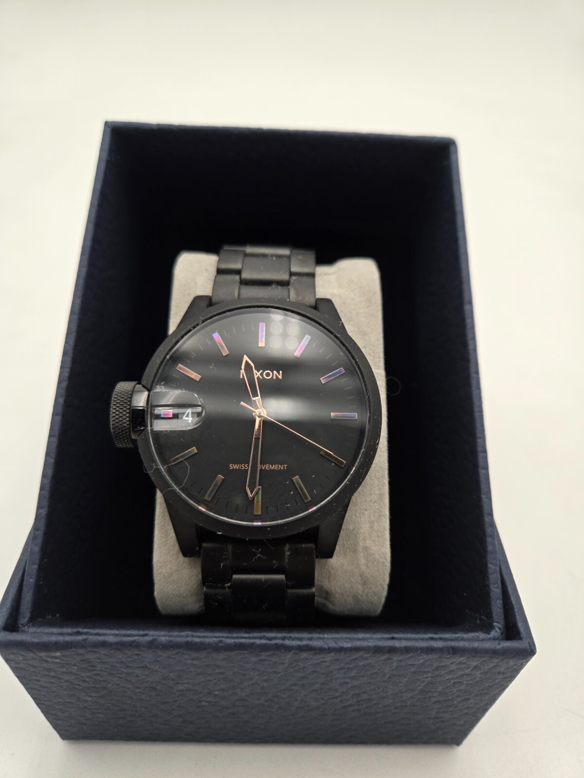 Nixon All Black Rose Gold Stainless Steel Quartz Watch with Date
