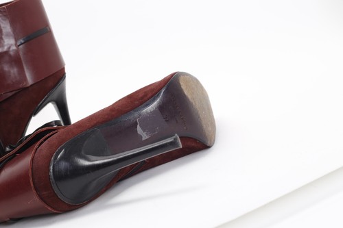 Diego Dolcini Burgundy Suede Leather Pointed Toe Ankle Boots Booties Size 37 - Picture 11 of 12