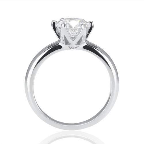 Hermoso anillo de compromiso de diamantes de corte redondo de 1/3 quilate H/SI1 de oro blanco de 14 K - Imagen 4 de 5