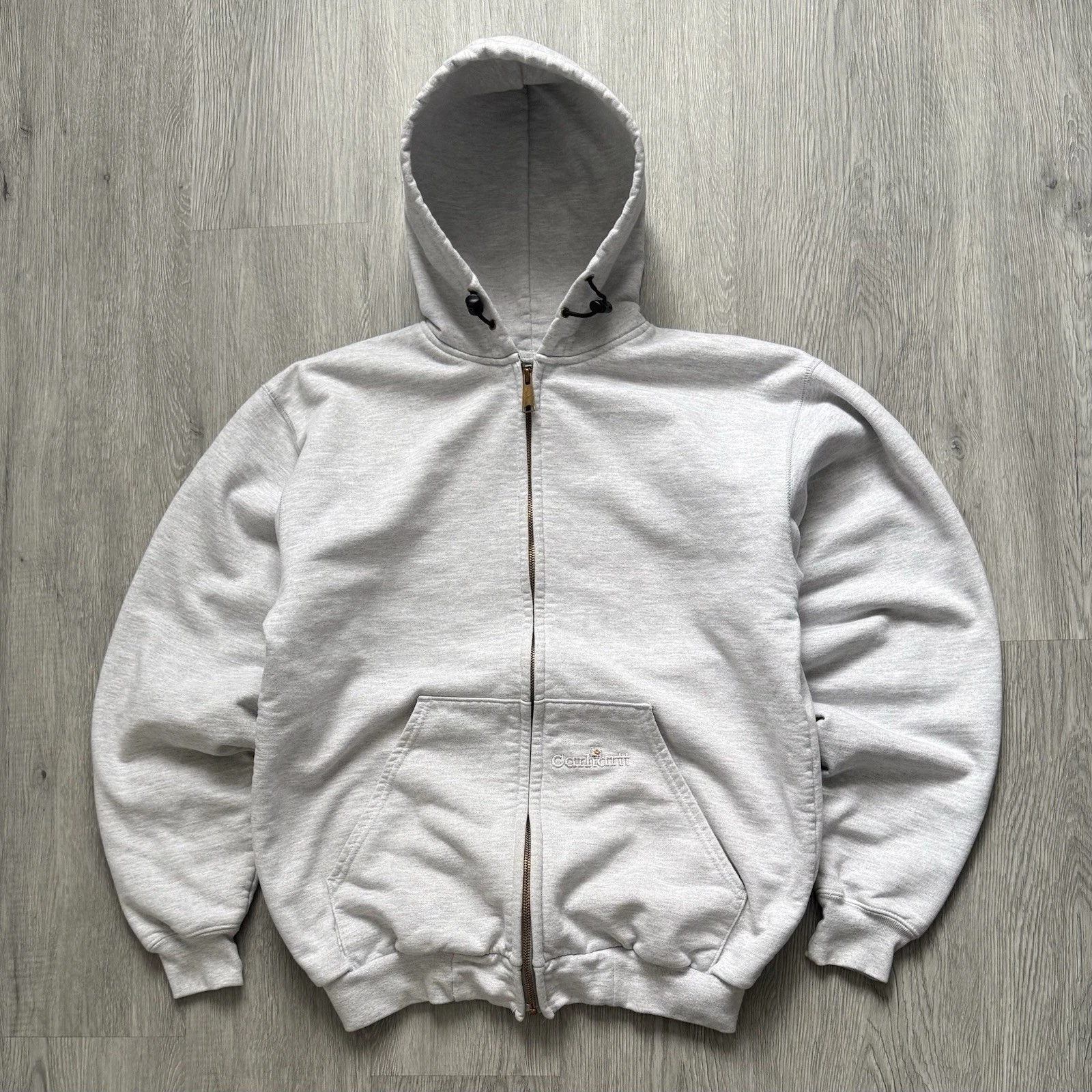 Vintage 90s Carhartt Waffle Knit Thermal Lined Full Zip Hoodie Size Medium Grey
Opens in a new windo