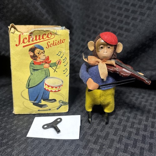 Schuco Solisto - Singe Jouant Du Violon - U.S. Zone Germany - Micro Jouet Tôle