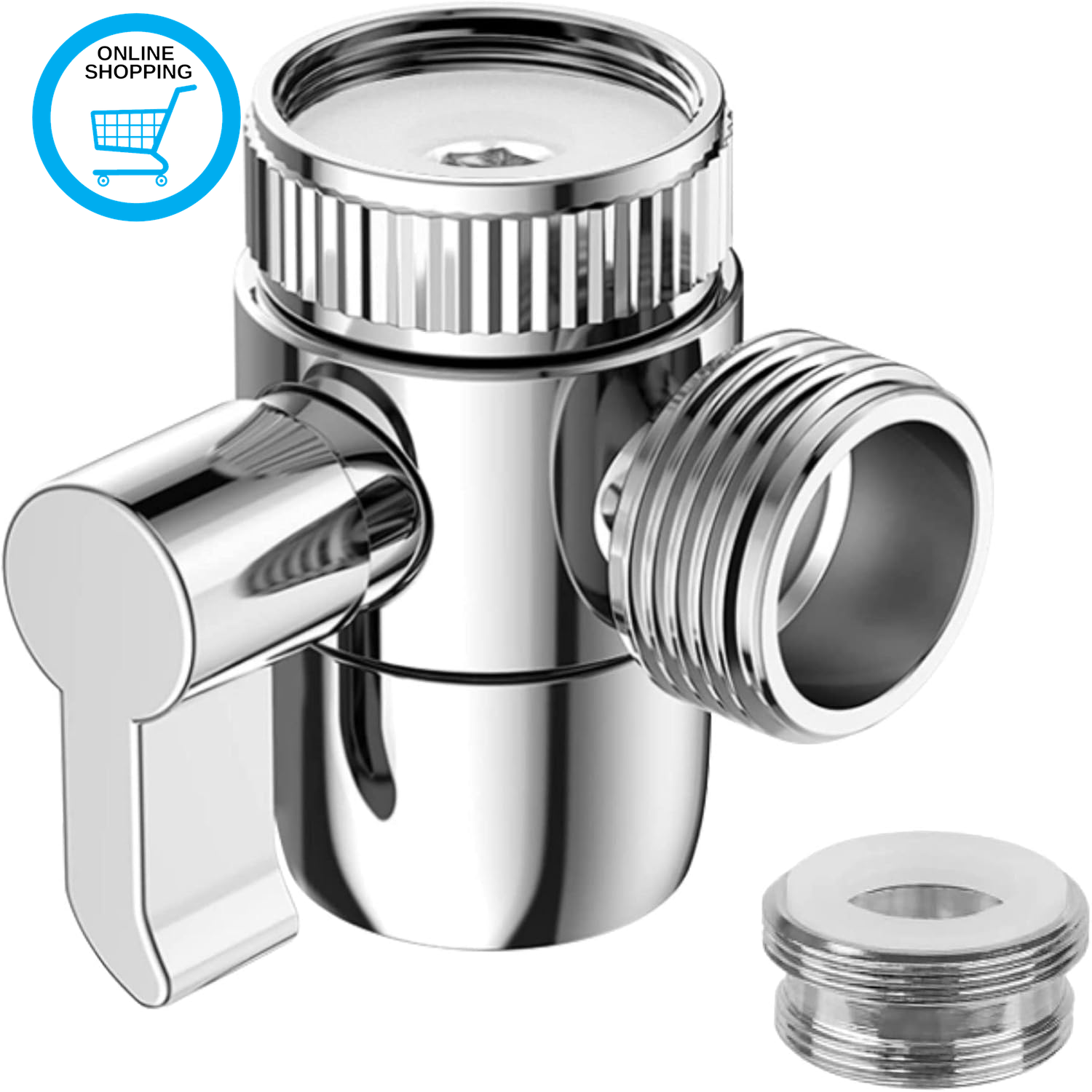 Tap Diverter for Kitchens & Bathrooms Sinks - M22 X M24 | Polished Chrome Faucet