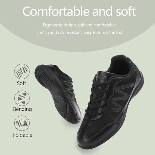 Girls Cheer Shoes Cheer Dance Shoes Breathable Youth Girls 1.5 Big Kid Black - Picture 6 of 8