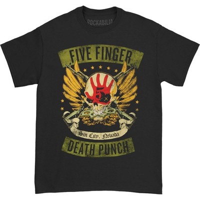 Men's Five Finger Death Punch Locked & Loaded T-shirt Medium Black
