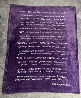 Blankiegram Purple Blanket Soft Fleece Throw Positive Thoughts Hugs Love 60x48 