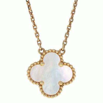 Van Cleef & Arpels Vintage Alhambra 18k Yellow Gold MOP Pendant Necklace