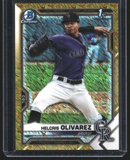 Helcris Olivarez 2021 Bowman 1st Chrome Gold Shimmer Refractor Rockies #/50