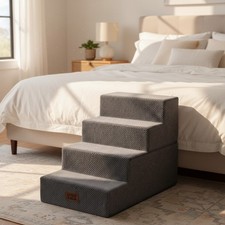 Stable Foldable Foam Dog Stairs - 18" Height for Safe Access - Stylish Grey