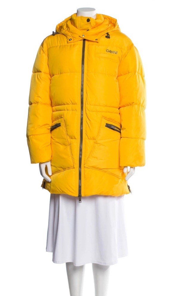NWOT  GANNI  Yellow Tech Oversized Puffer Jacket w Hood S/M -$475 image 4