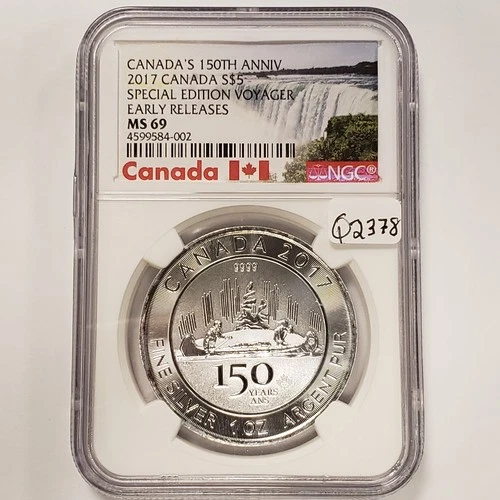 2017 $5 Canada 1 oz .9999 Silver - 150 Years Voyager - NGC MS 69 - SKU-Q2378
