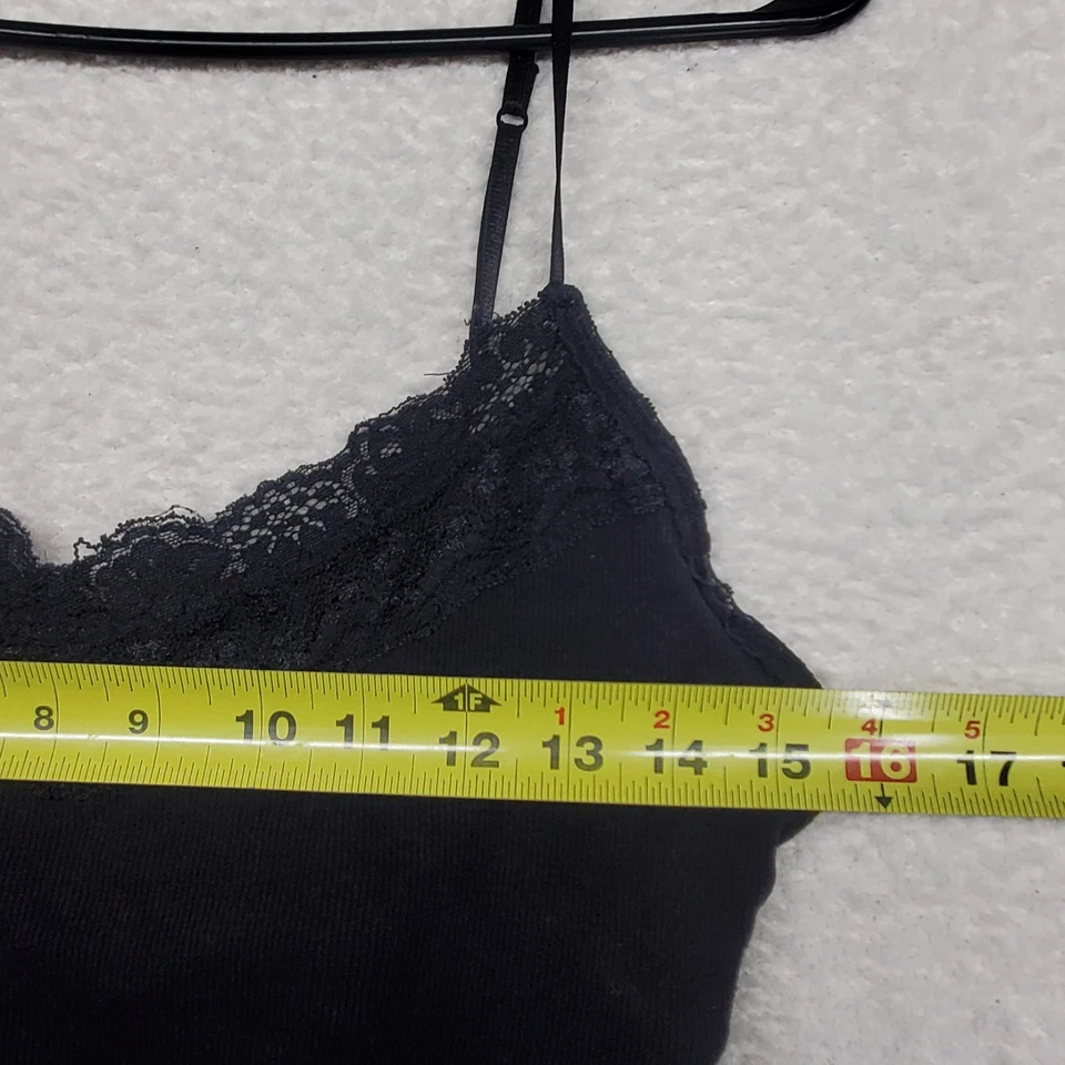 Top cami para mujer Aeropostale XL negro elástico ribete de encaje Y2K Preppy Elena Gilbert Foto 4 de 4