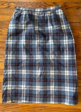Original Vintage USA 60s 70s Pendleton Gray Plaid Wool Lined Skirt Women  s 10