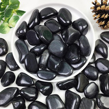 2Lbs Black Pebbles for Plants, 1-2 Inch High Polished Natural River Rocks for La