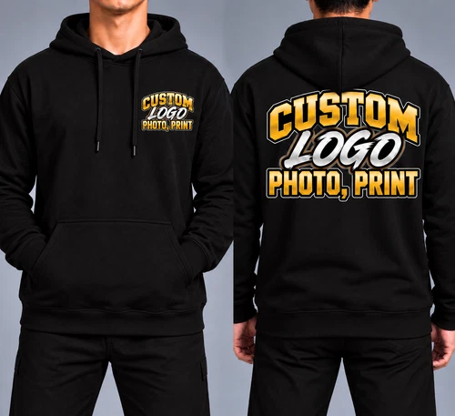 Custom Pullover Hoodie – Front Chest, Center & Back Logo, Photo, or Text - product listing photo