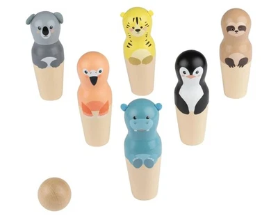 PLAYTIVE(OWIM GMBH & CO. KG) Playtive Motorikspiel Holz Bowling-Set Kinder Kinderbowling Motorik Spiel