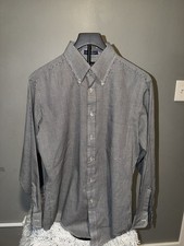 Vtg Boscovs Shirt Mens 15.5 32 33 Medium Black White Gingham Check Made in USA