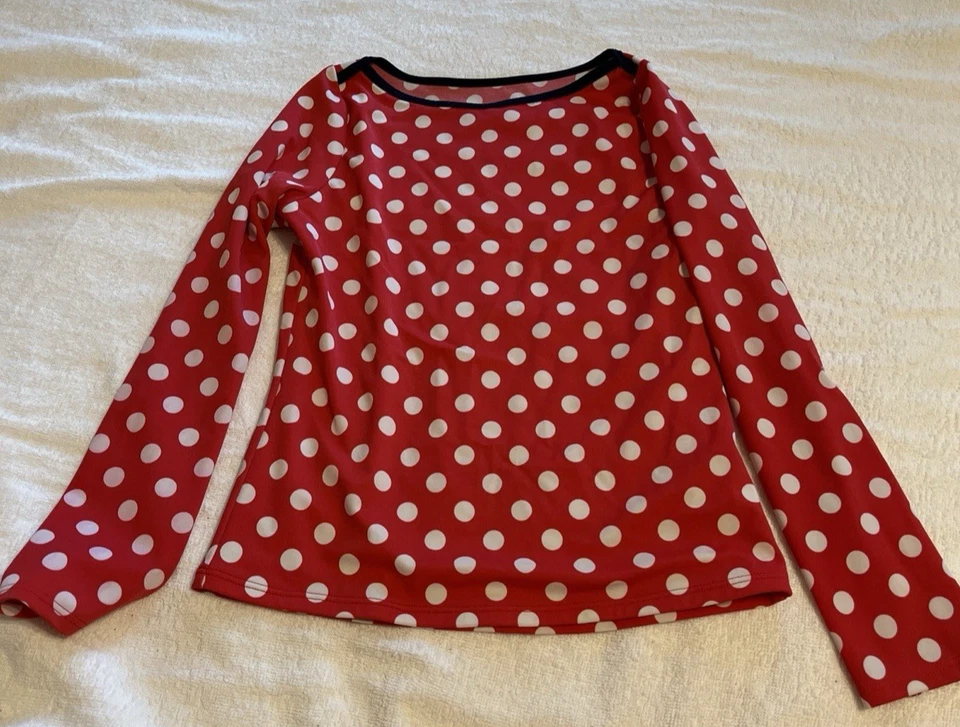 Lands' End Niños Niña Talla 8 Manga Larga Rashguard Ropa Activa Playa Sol Camisa Roja Foto 2 de 4