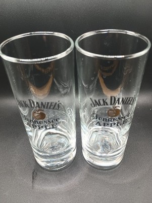 Vintage 2 Jack Daniels Tennessee APPLE 6'' Tall High Ball Whiskey Glass Weighted