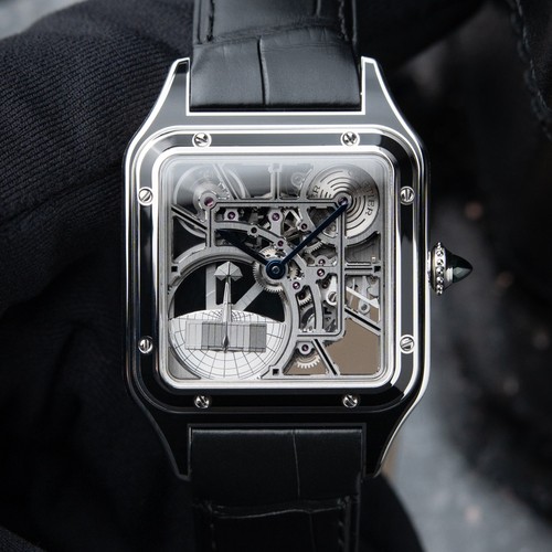 Cartier Santos Dumont Skeleton Large 2026 RARE Micro-Rotor Black Lacquer Watch