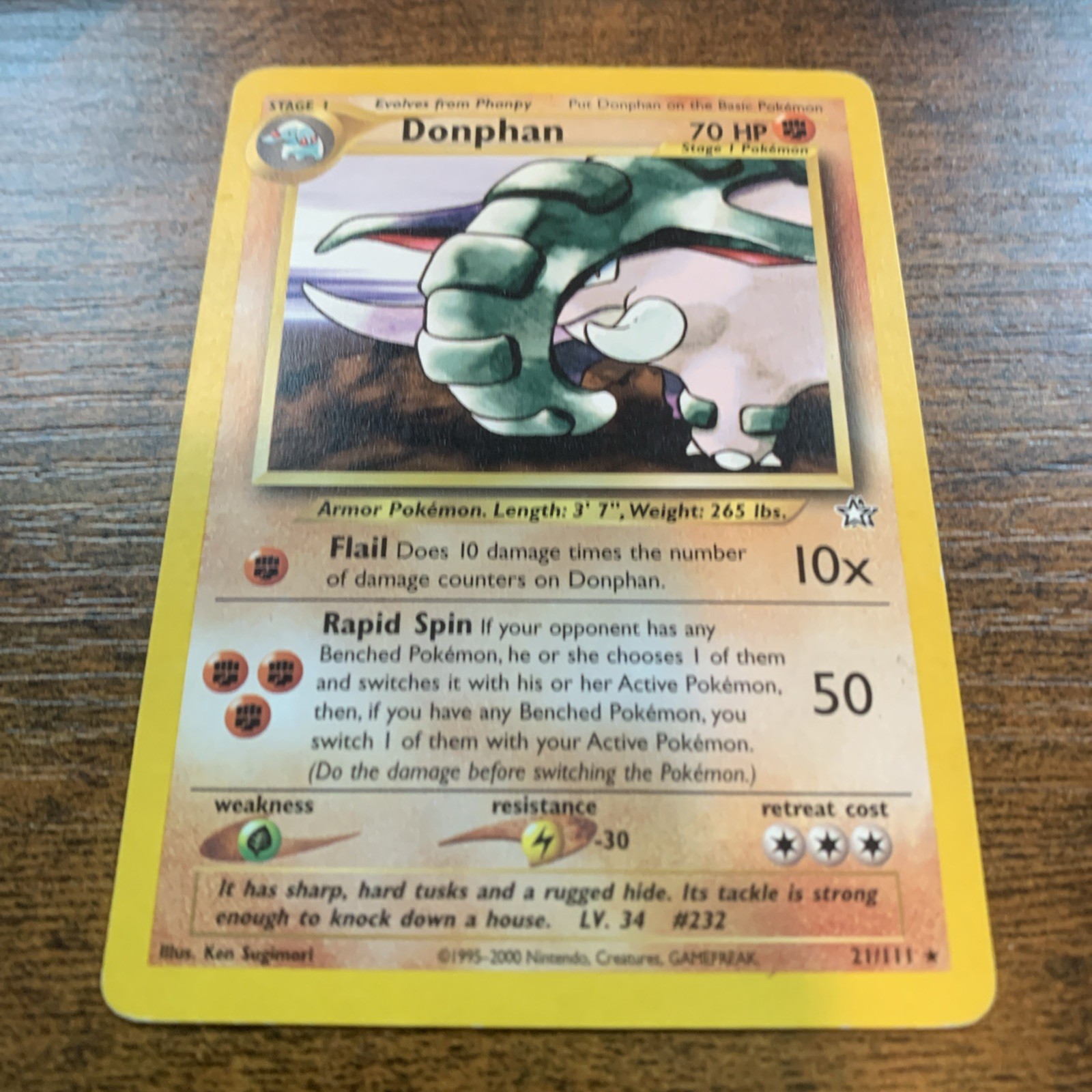 Pokémon TCG Donphan Neo Genesis 21/111 Original Owner